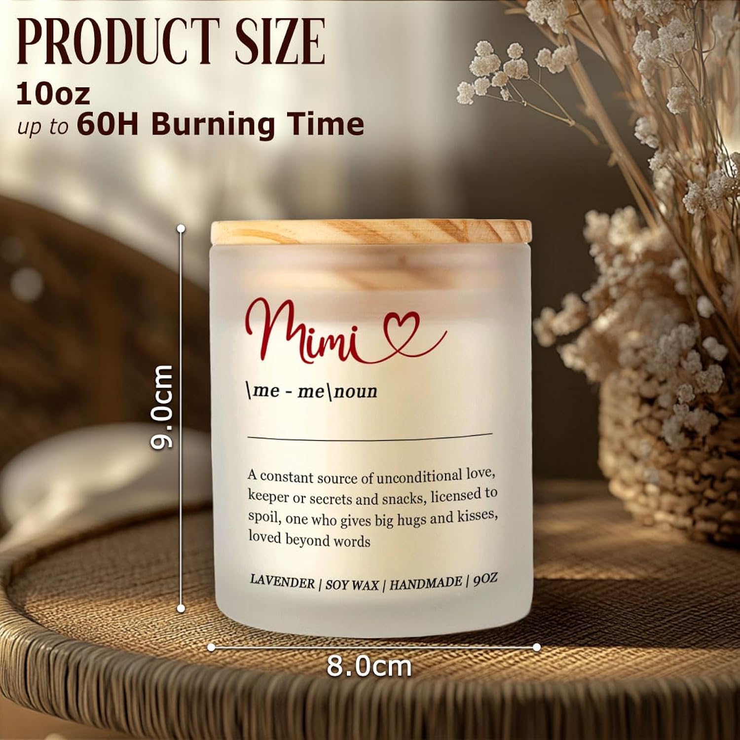 Mimi Gifts - Lavender Definition Candle For Mimi - Mother’S Day Gifts For Grandma From Granddaughter, Funny Birthday Gift For Grandmother