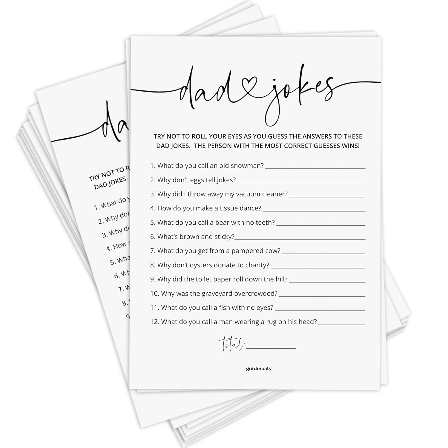 Dad Jokes Baby Shower Game, 50 Cards, Fun Baby Shower Games Activity For Boy Or Girl, Minimalist