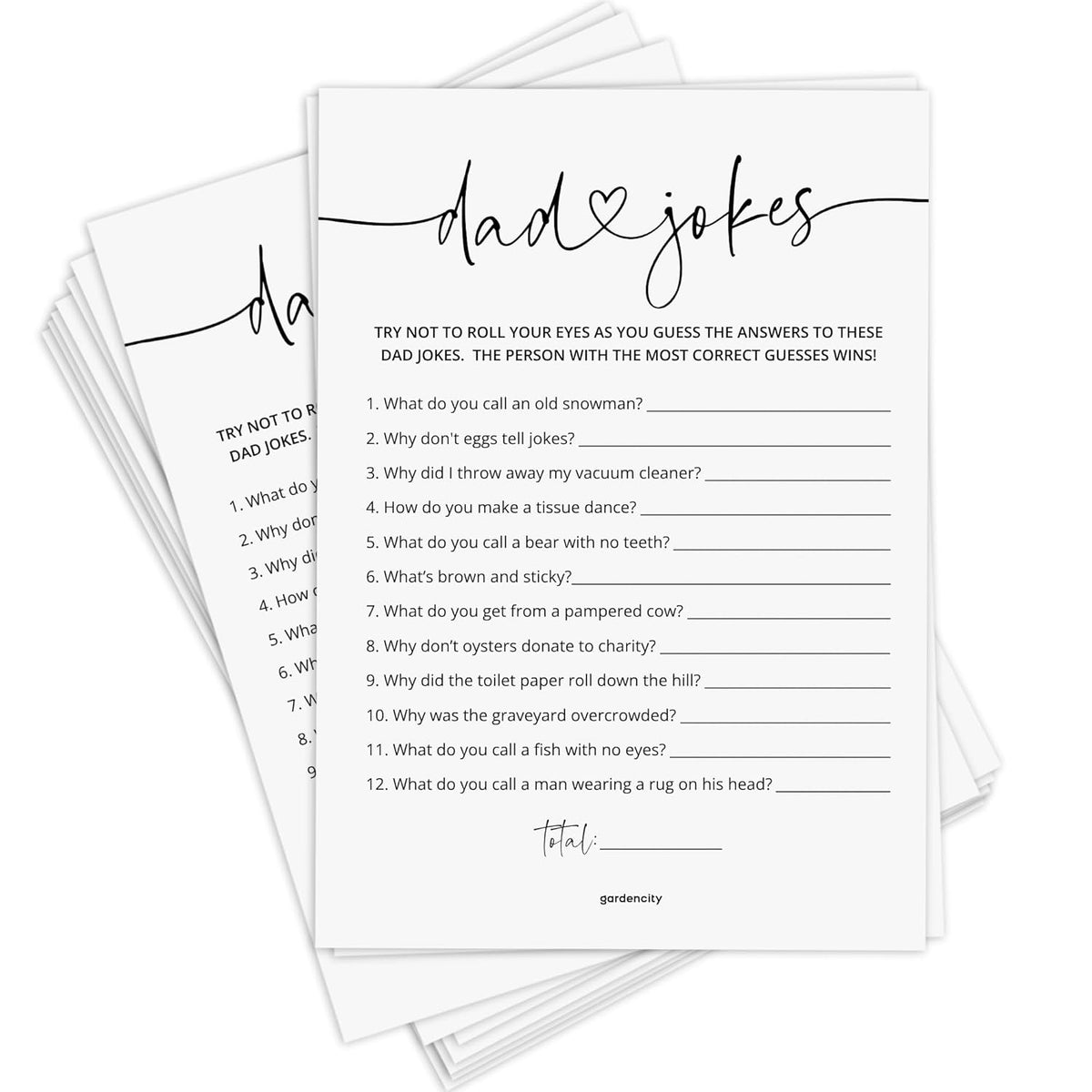 Dad Jokes Baby Shower Game, 50 Cards, Fun Baby Shower Games Activity For Boy Or Girl, Minimalist
