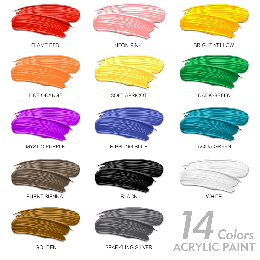 Acrylic Paint Sets For Adults, 14 Colors Large Bulk Acrylic Paints Kits ...