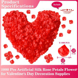 1000 Red Artificial Silk Rose Petals Flower Decoration For Valentine'S Day, Wedding, Anniversary Parties