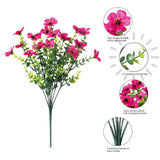 Artificial Flowers For Outdoor Indoor Garden Home Decoration, Faux Flower Daisy With Eucalyptus Leaves Fake Plants Greenery Boxwood Porch Patio, 12 Bundles (Rose Red)