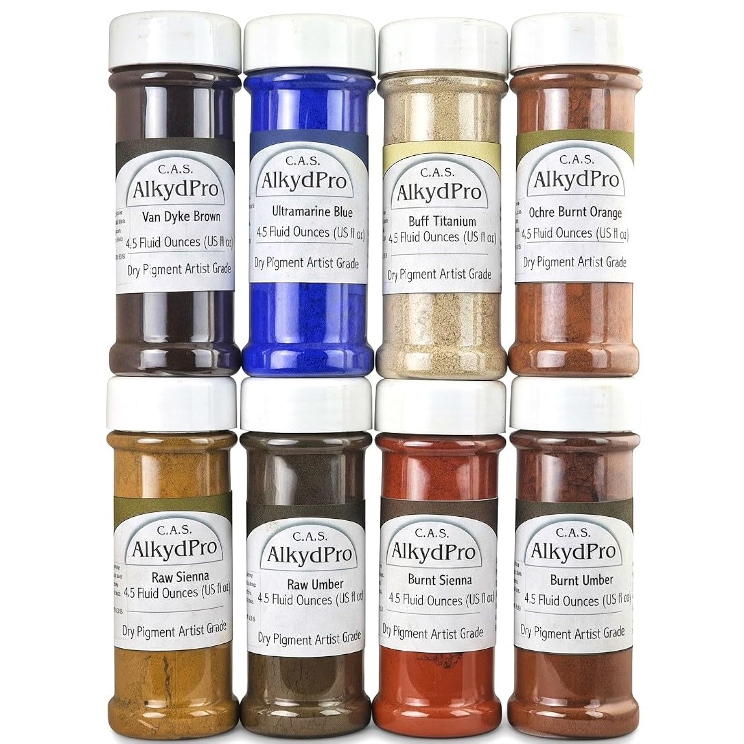 Ultramarine Blue, Titanium Buff, And Earth Pigment Set For Oil Paint, Watercolor, Acrylic, Epoxy Resin, Encaustic, And Concrete, Dry Powder Artist Grade, 4.5 Fl Oz (Pack Of 8)