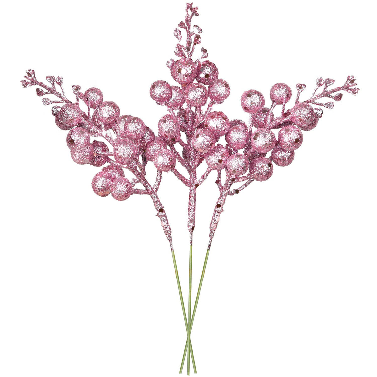 14 Pack Christmas Glitter Berries Stems Clearance, 7.8 Inch Artificial Pink Christmas Picks For Christmas Tree Ornaments, Diy Xmas Wreath, Crafts, Holiday And Home Decor (Pink)