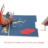 Anniversary Card For Couple, 3D Pop Up Birthday Cards Lovers On Moon Boat For Husband Wife, Romantic Gift Card With Hidden Notepaper And Envelope