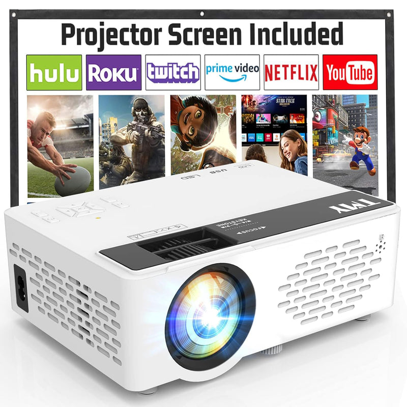 Mini 1080P HD Bluetooth Projector with Screen, TV Stick/Smartphone Compatible