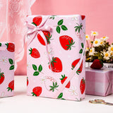 Reversible Pink Strawberry Wrapping Paper Roll, Cute Strawberry, Flower With Pink Plaid Gift Wrap For Girls,Wedding,Birthday Valentine'S Day,Baby Shower?17 In X 16.5 Ft?