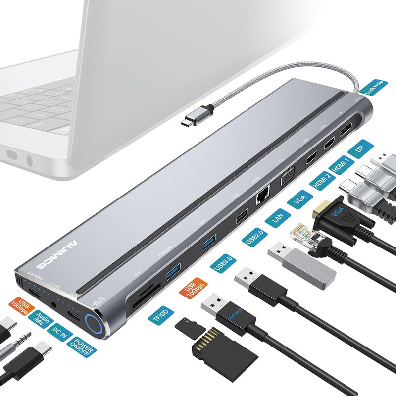 Usb C Docking Station Triple Monitors, 14 In 1 Laptop Docking Station With Dua