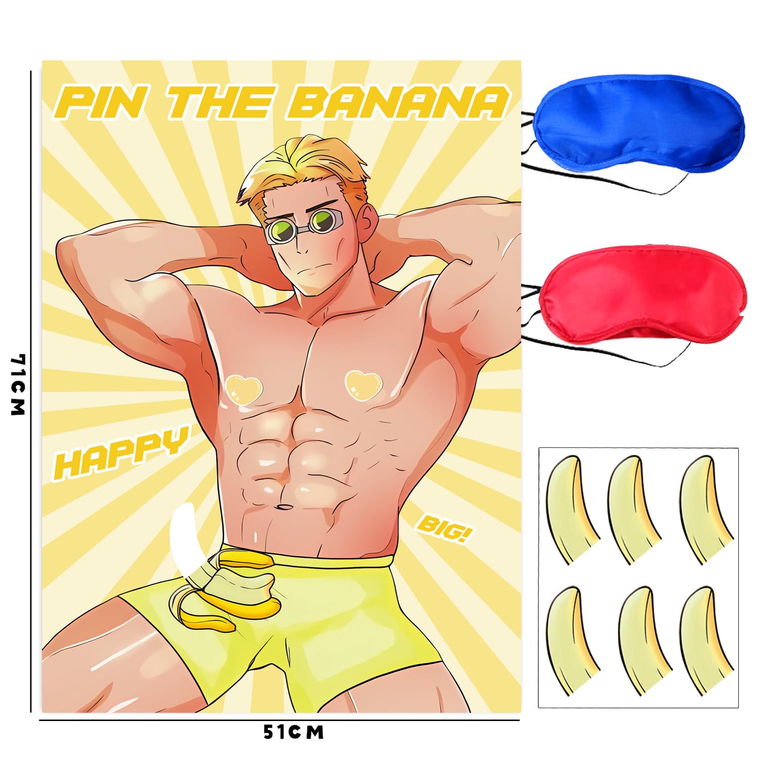 Bachelor Party Birthday Party Decoration,Pin The Banana Party Game Set,Large Poster And 24 Bachelor Party Themed Gift Stickers Engagement Party Games Adult Wall Games.