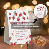 Don'T Say Baby Clothespin Games, Strawberry Baby Shower (Pack Of 1 Sign And 50 Mini Natural Clothespins), Baby Shower Decorations, Berry Sweet Baby Shower Game, Party Favors Supplies - 16
