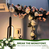 2 Pack White Rose Garland Artificial Flower Vines Fake Silk Flower Hanging Rose Garland With Greenery Plants Hanging Floral Garland For Wedding Floral Home Garden Outdoor Wall Decoration