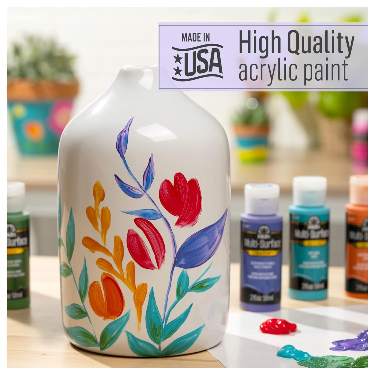 FolkArt Pl2912 Multi-Surface Paint, 2 oz, Daffodil Yellow