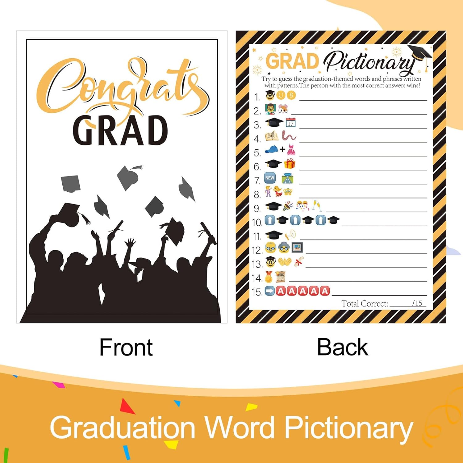 30 Players Graduation Party Games For Adults Large Groups, Grad Words Pictionary Game, Word Scramble Guesstures Game With Answer Key, Graduation Parties Supplies Favor (Pattern Pictionary)