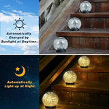 6 Pack Solar Cracked Glass Globe Lights Waterproof Garden Landscape Pathway Decor
