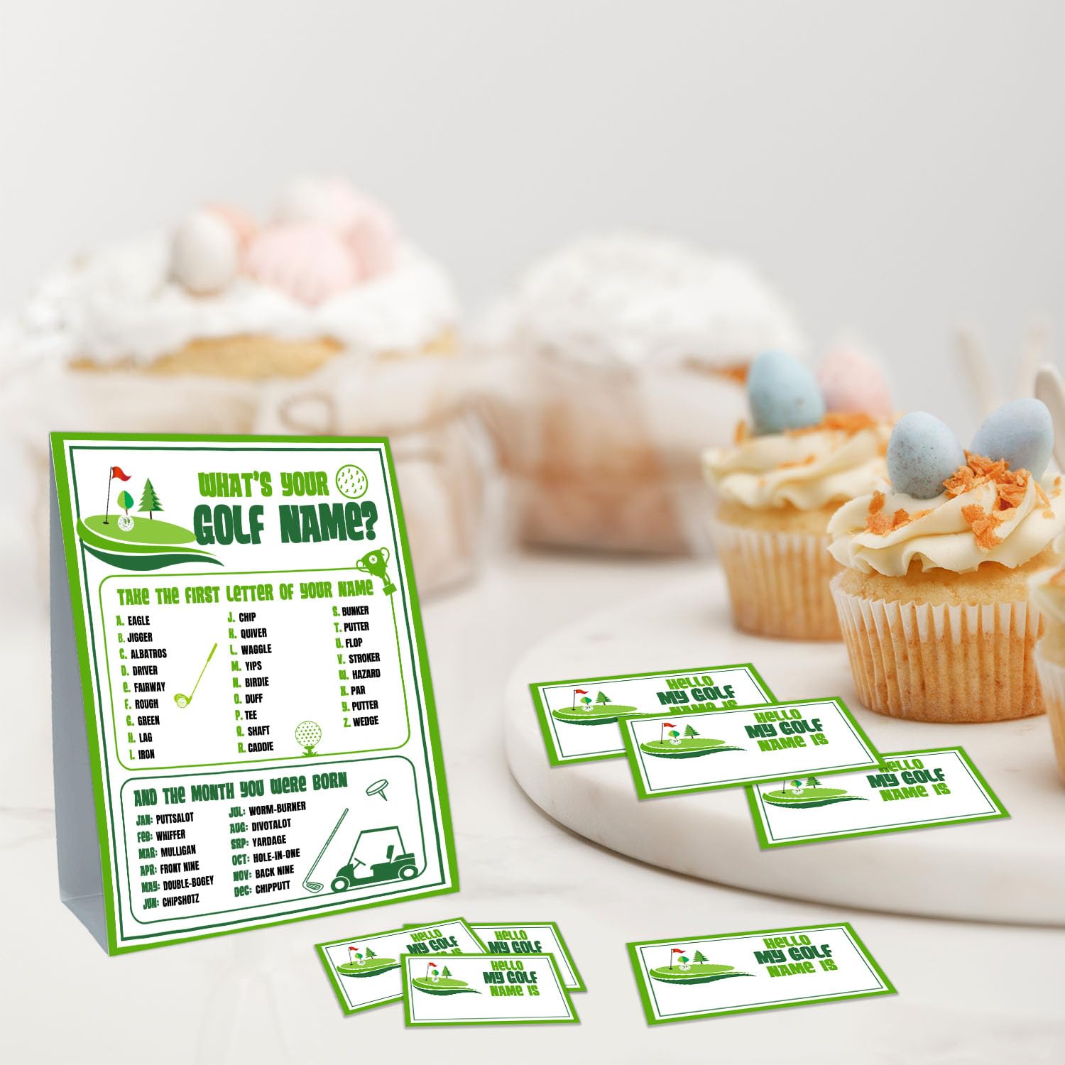 Funny Golf Theme Game Cards Set, What'S Your Golf Name Game, Including 1 Sign And 30 Stickers, Perfect For Birthday Party Activities