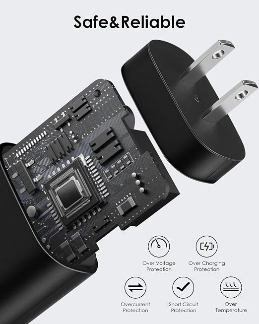 2 Pack 25W USB C Fast Charger with 6FT Type C Cable for Samsung Galaxy S26 S25 S24 S23 iPhone 17 16 15
