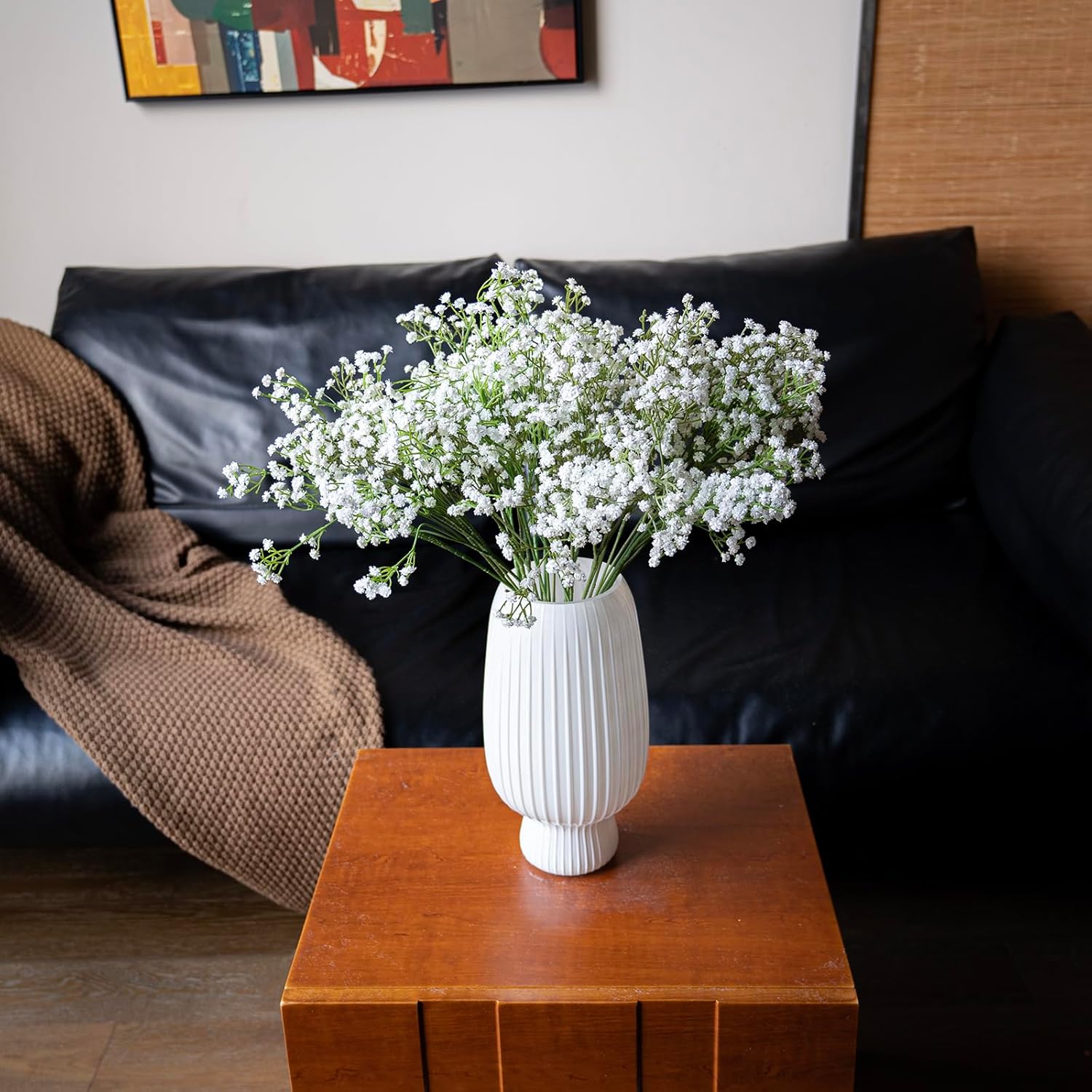 Babys Breath Artificial Flowers,30Pcs Gypsophila Bouquets Real Touch 20" Long Stem Flowers For Wedding Home Garden Diy Decoration (White 30Pcs)