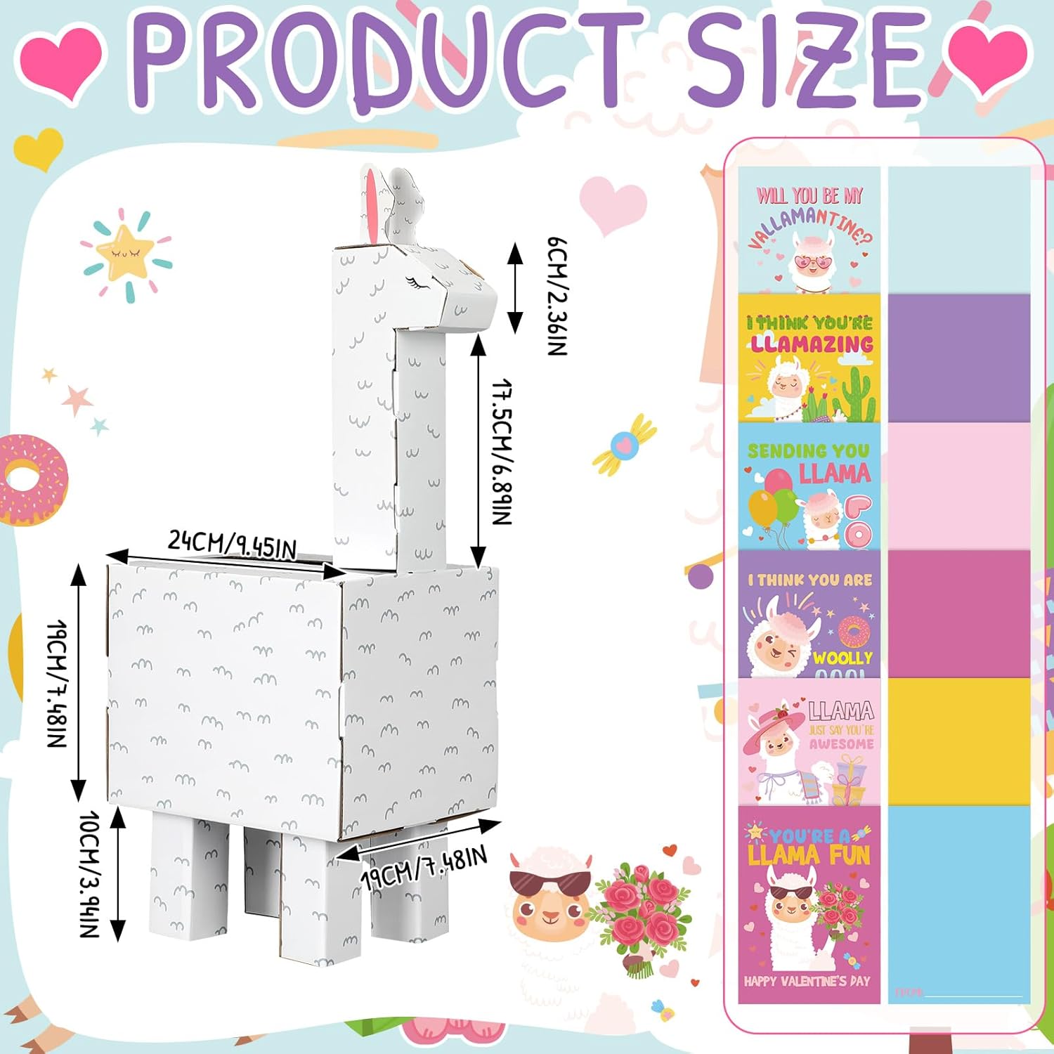 Cute Llama Valentine Boxes For Kids Diy Valentines Day Mailbox Kits With 32 Alpaca Valentine Cards For Boys Girls Toddlers School Class Classroom Gifts Exchange & Greeting Craft Party Favor
