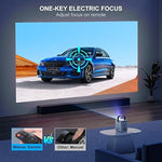 Mini 1080P Projector with 5G WiFi, Bluetooth, Electric Focus, 300" Screen