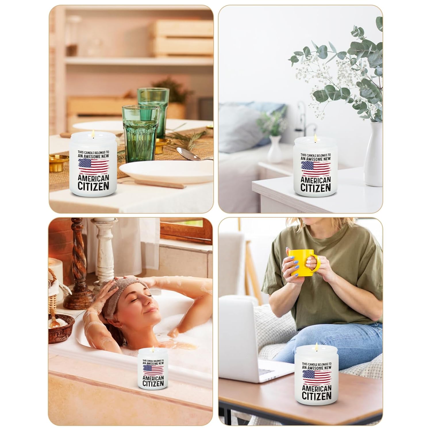 Us Citizenship Gifts - 2025 American Citizenship Gift Party Decoration - New Us Citizen Gifts 9Oz Scented Candle, Gold