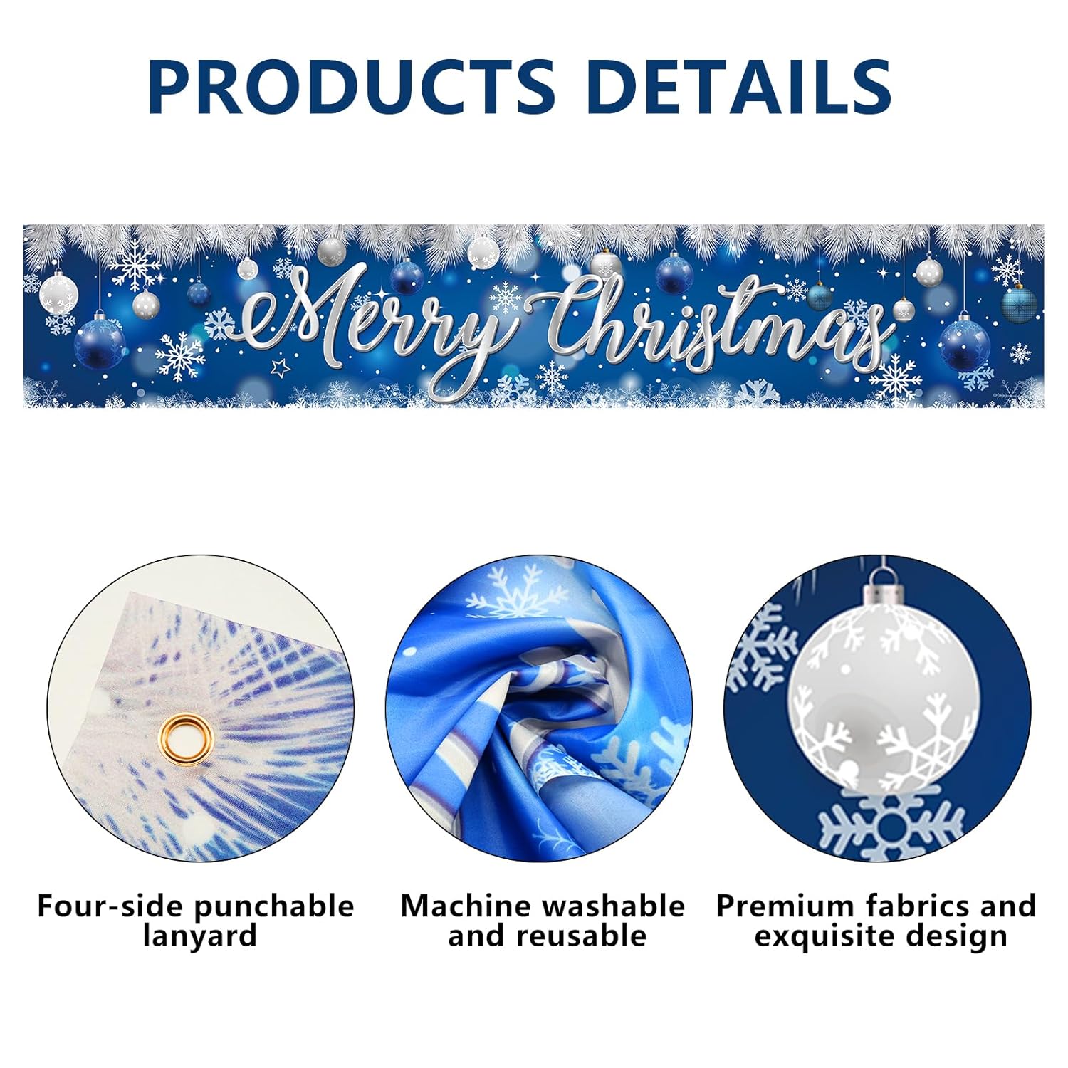 Merry Christmas Banner, Merry Christmas Sign Christmas Decorations, Large Xmas Photo Backdrop Snowflake Banner, Outside Christmas Decorations For Yard Garden Lawn House, Holiday Party Supplies