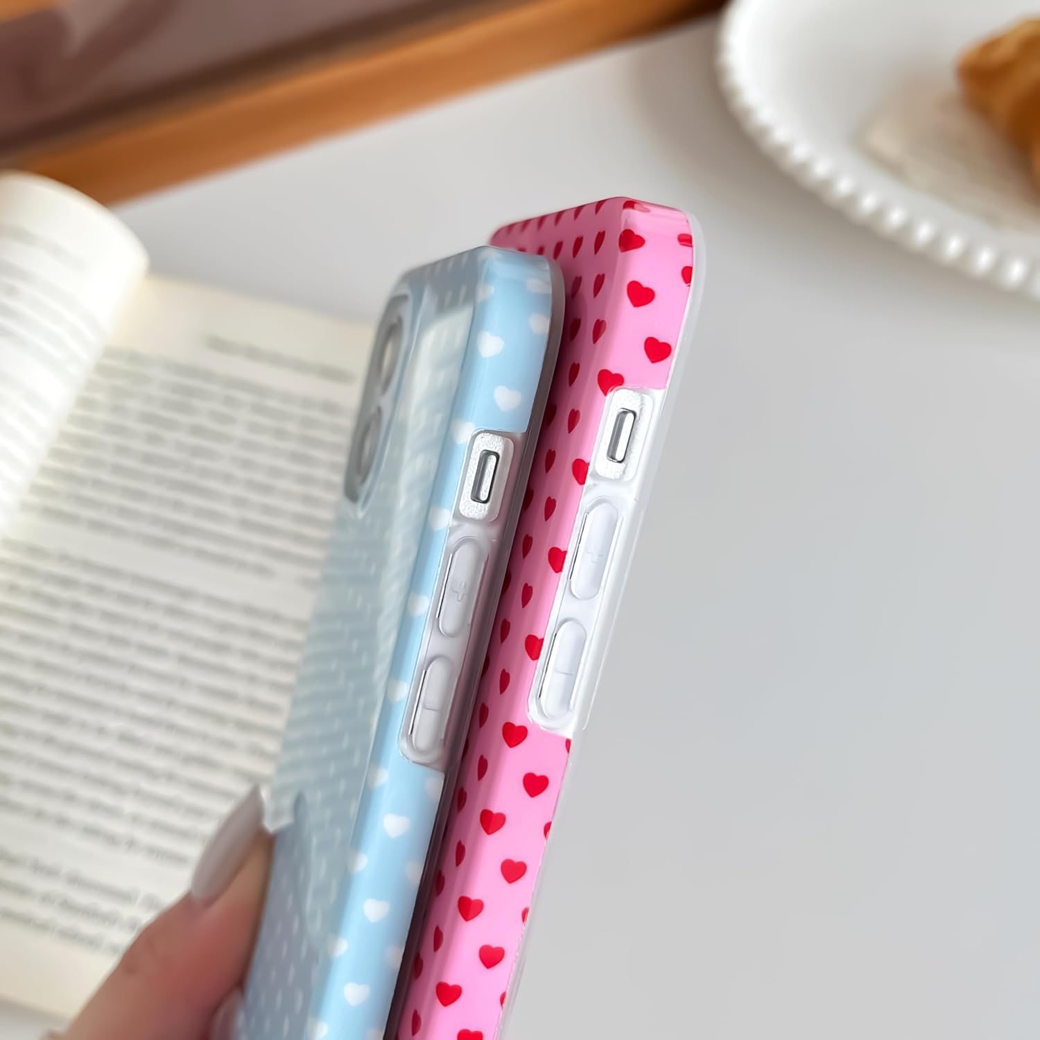 For Iphone 11 Case Cute Aesthetic Heart Phone Case Soft Slim Tpu Shockproof Phone Cover For Women Girls - Red And Pink