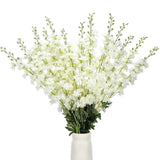 12 Pcs Delphinium Artificial Flowers, 33.5'' Long Stem Lifelike Faux Silk Flower Fake Look Real Bouquet For Tall Vase Diy Wedding Party Home Kitchen Arrangement Decor(White)