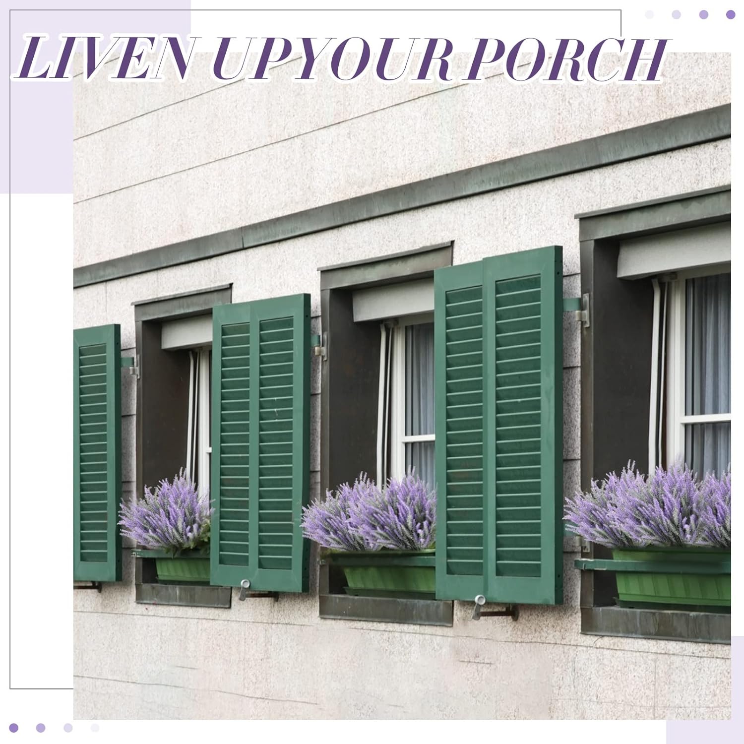 60 Bundles Artificial Lavender Flowers Uv Resistant Faux Plastic Flowers Faux Lavender Plants For Outdoor Garden Patio Window Box Office Table Centerpiece Indoor Decoration (Purple)