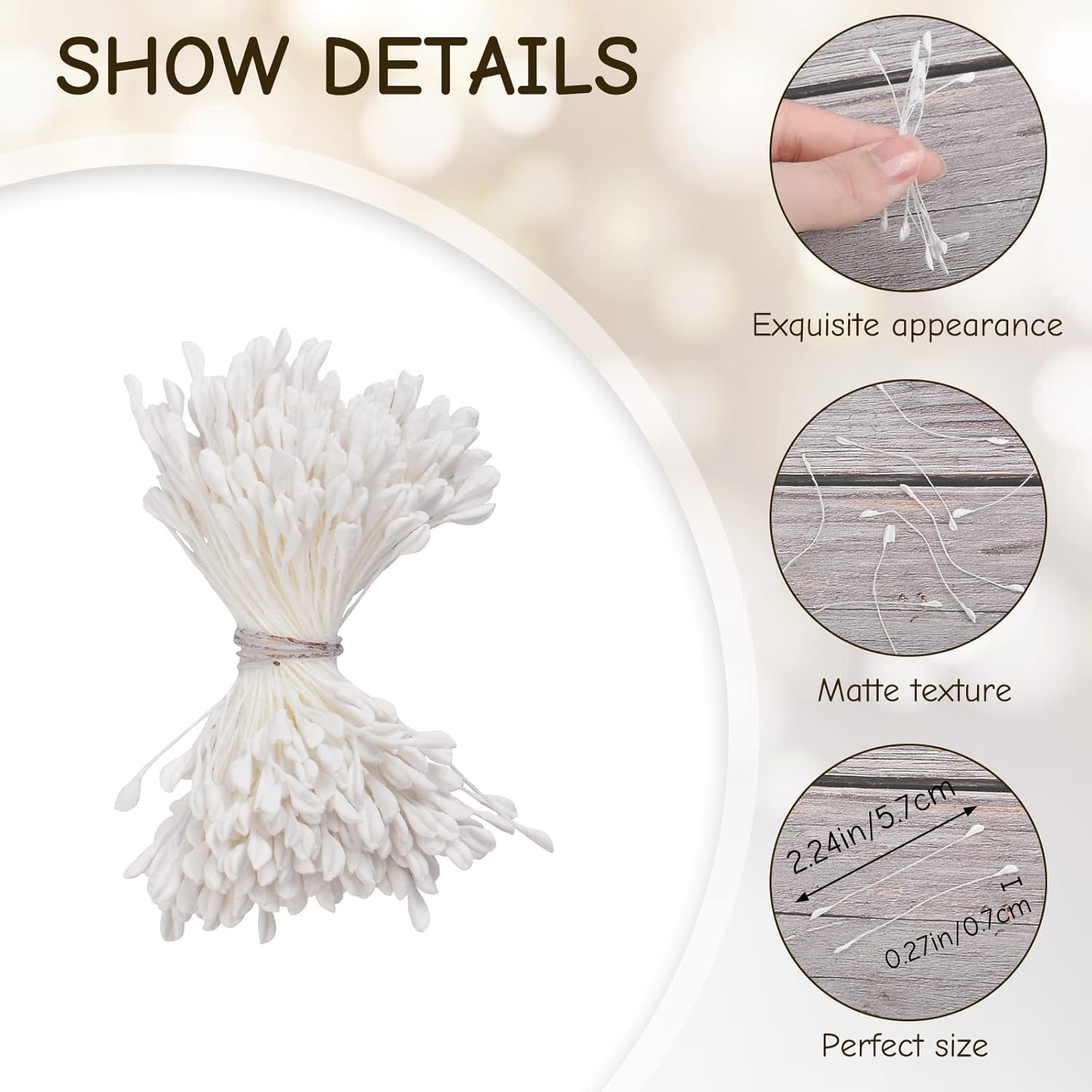 White Matte Stamens For Crafts, 1360 Pcs Stamens For Artificial Flowers Diy Wedding Party Home Scrapbook Decoration