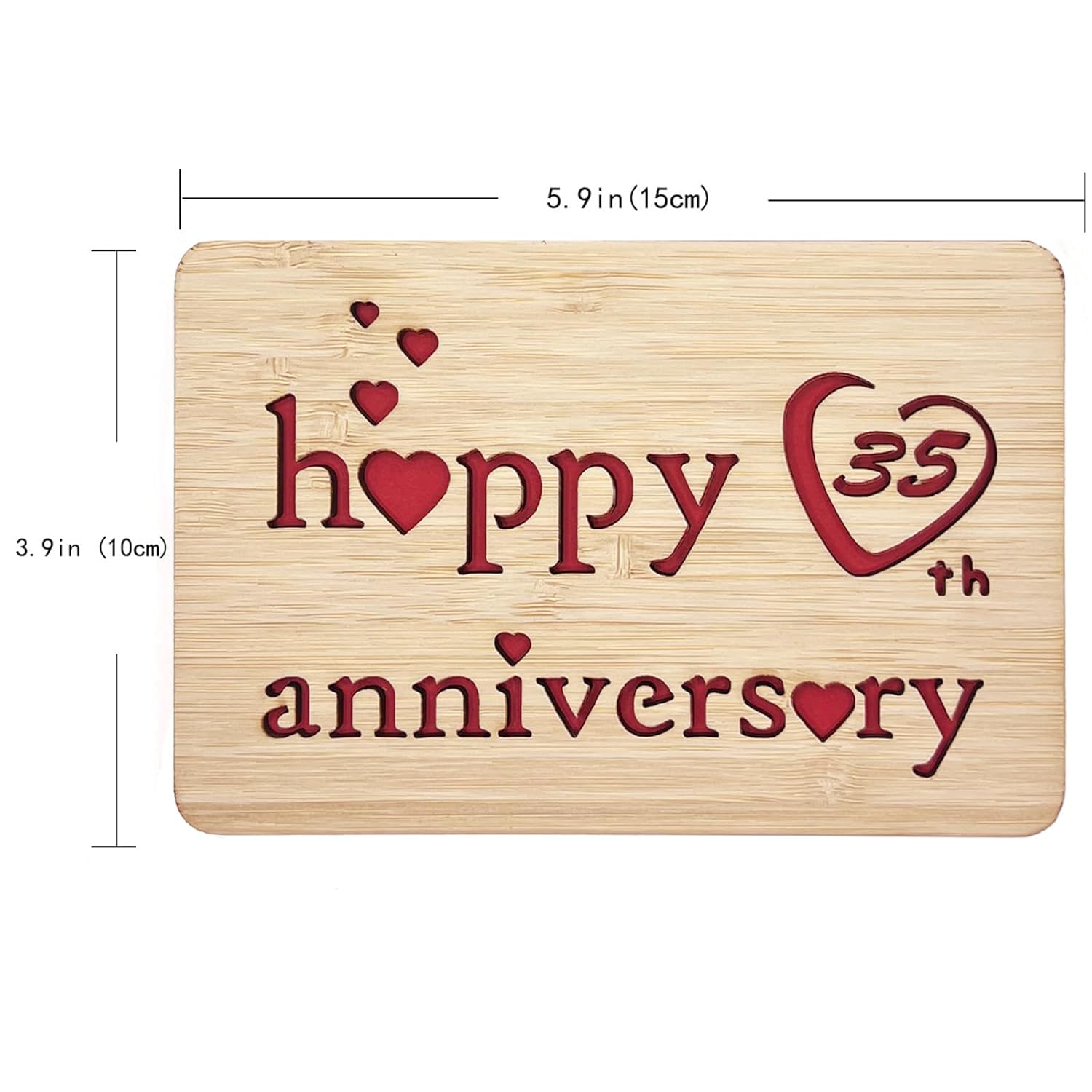 Wooden 35Th Anniversary Card,Handmade Wedding Anniversary Greeting Cards,35Th Anniversary Card For Her,Him,Husband,Wife