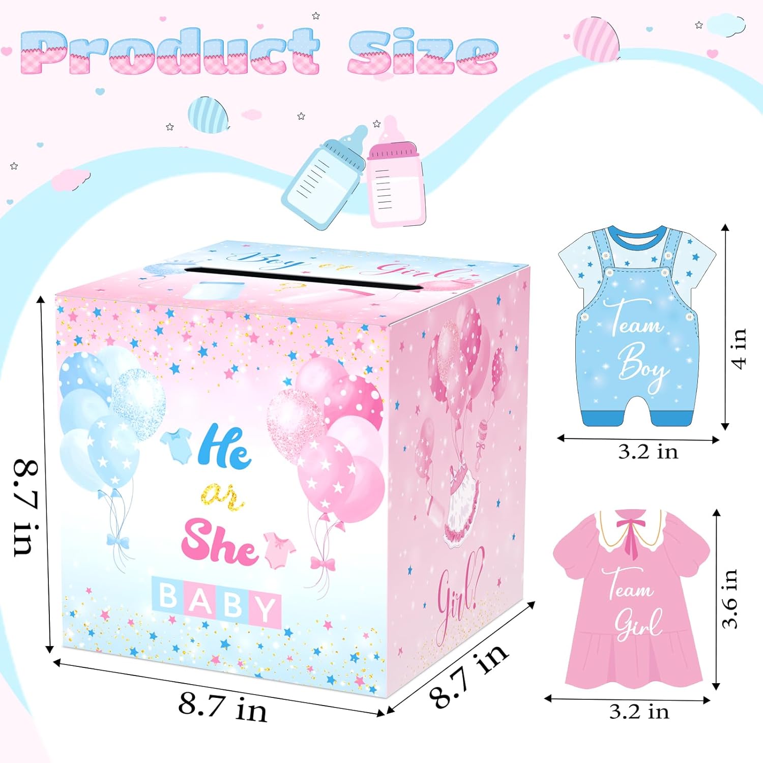 Gender Reveal Voting Game With Box And 50 Ballot Cards, Boy Or Girl Baby Shower Party Supplies, He Or She Baby Shower Voting Game Fun Gender Reveal Activity Keepsake For Guests