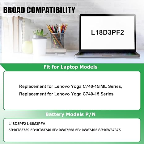 Lenovo L18M3PFA L18D3PF2 Laptop Battery Replacement for Yoga C740 15IML