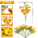 Daisy Artificial Fake Flowers Plants For Outdoor Outside Fall Decor, 6 Bundles Fake Mums Uv Resistant Look Real For Planter Pot Porch Patio Balcony Garden Yard (Orange Yellow)