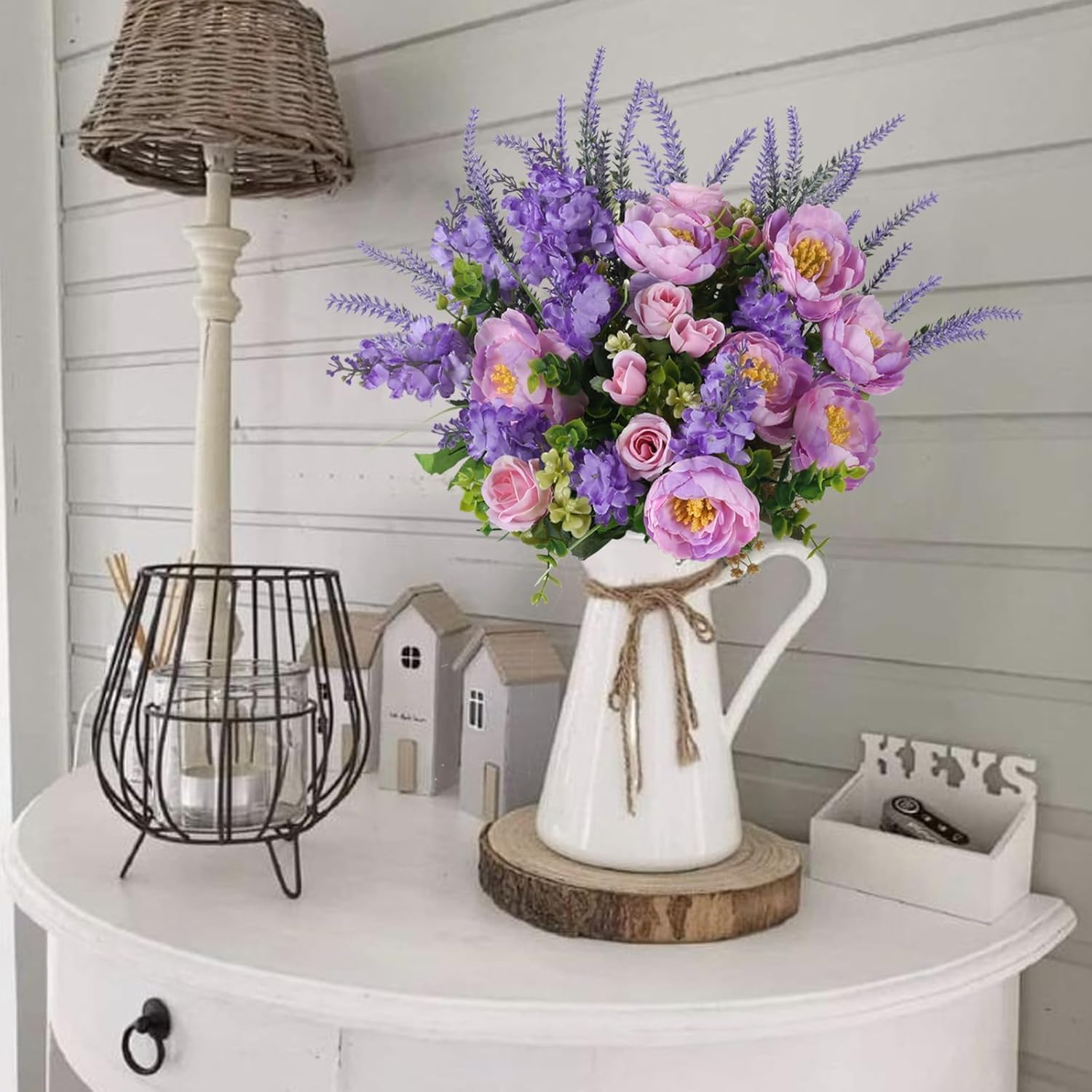 Artificial Flowers Silk Rose Peony Bouquets Purple Flowers Artificial Bouquet Silk Flower Arrangements For Home Table Centerpieces Wedding Indoor Outdoor Decorations