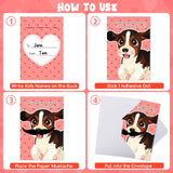 24Pcs Valentines Day Cards For Kids, Funny Valentine’S Day Greeting Cards With Mustaches For Classroom Exchange Activity, Kids Valentine Exchange Gift Card For Class Party, 6 Cute Puppy Designs