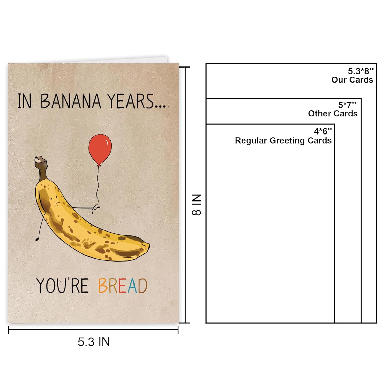 Hilarious Banana Bread Birthday Card, Funny Birthday Card For Dad Mom Grandpa Grandma Best Friend Bestie, Humorous Getting Older 60Th 70Th Bday Cards.