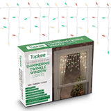 Shimmering Twinkle Window Icicle Lights - 3 Feet (0.91 M), 8 Of 50 Lights Twinkle - 50 Red-Green-Clear Incandescent Bulb