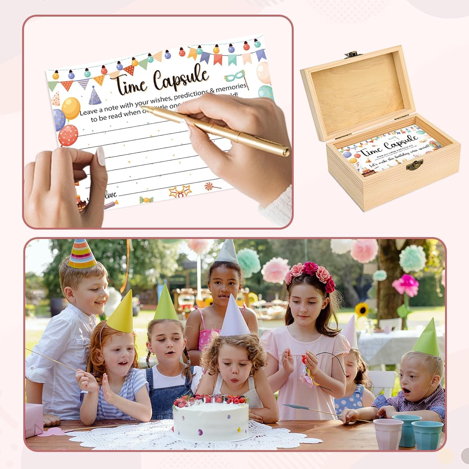 50Pcs Time Capsule Cards Box 1St Birthday Activities Games For Party Guests Baby First Birthday Keepsakes Gift Ideas 1St Birthday Decorations Baby Memory Box