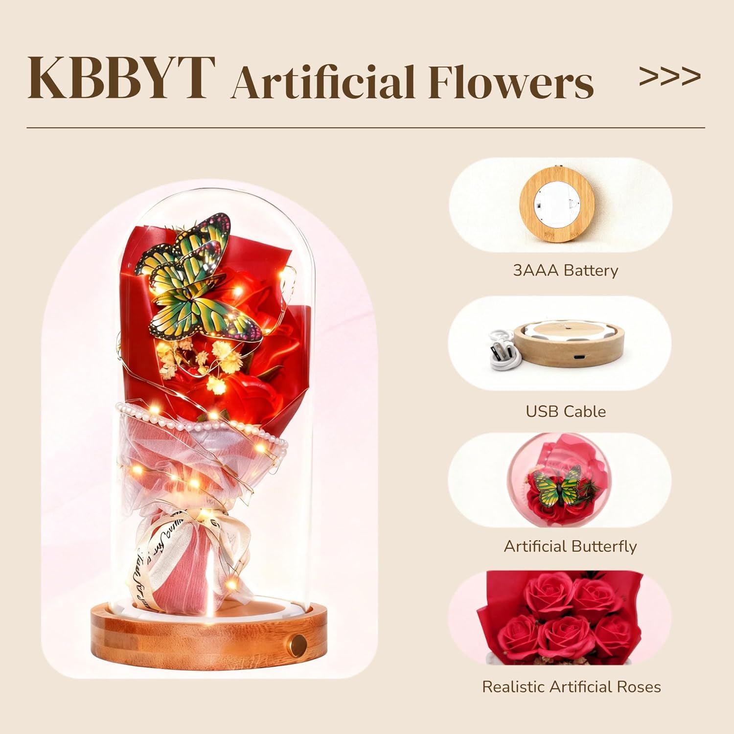 Artificial Flowers Fresh Bouquet Preserved Flowers Red Roses Glass Flower With Lighting Christmas And Birthday Gifts For Women