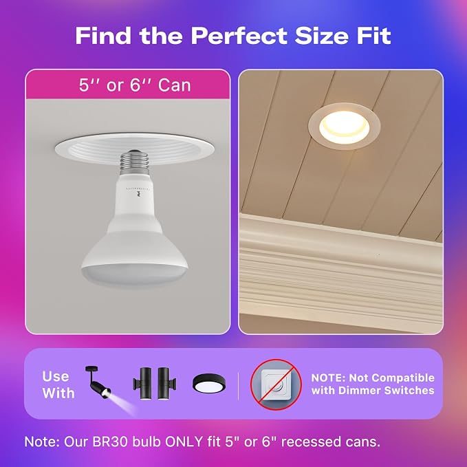 Smart BR30 LED Flood Light Bulb RGB Color 650 Lumens 4 Pack