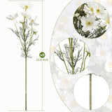 8 Pcs 23.6 Inch Artificial Cosmos Branch White Fake Cosmos Flowers Silk Flower For Indoor Outdoor Kitchen Garden Party Home Wedding Floral Arrangement Decoration (White)