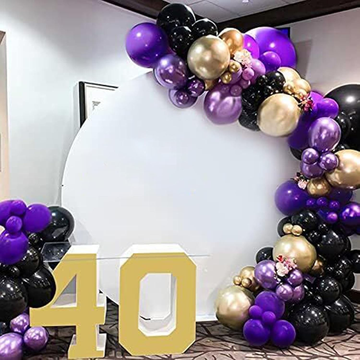 Balloon Arch Garland Kit-142Pcs 5/12/18In Dark Purple,Gold,Black,Purple Balloon For Birthday,Baby Shower,Christmas,Gender Reveal,Wedding Party Decoration