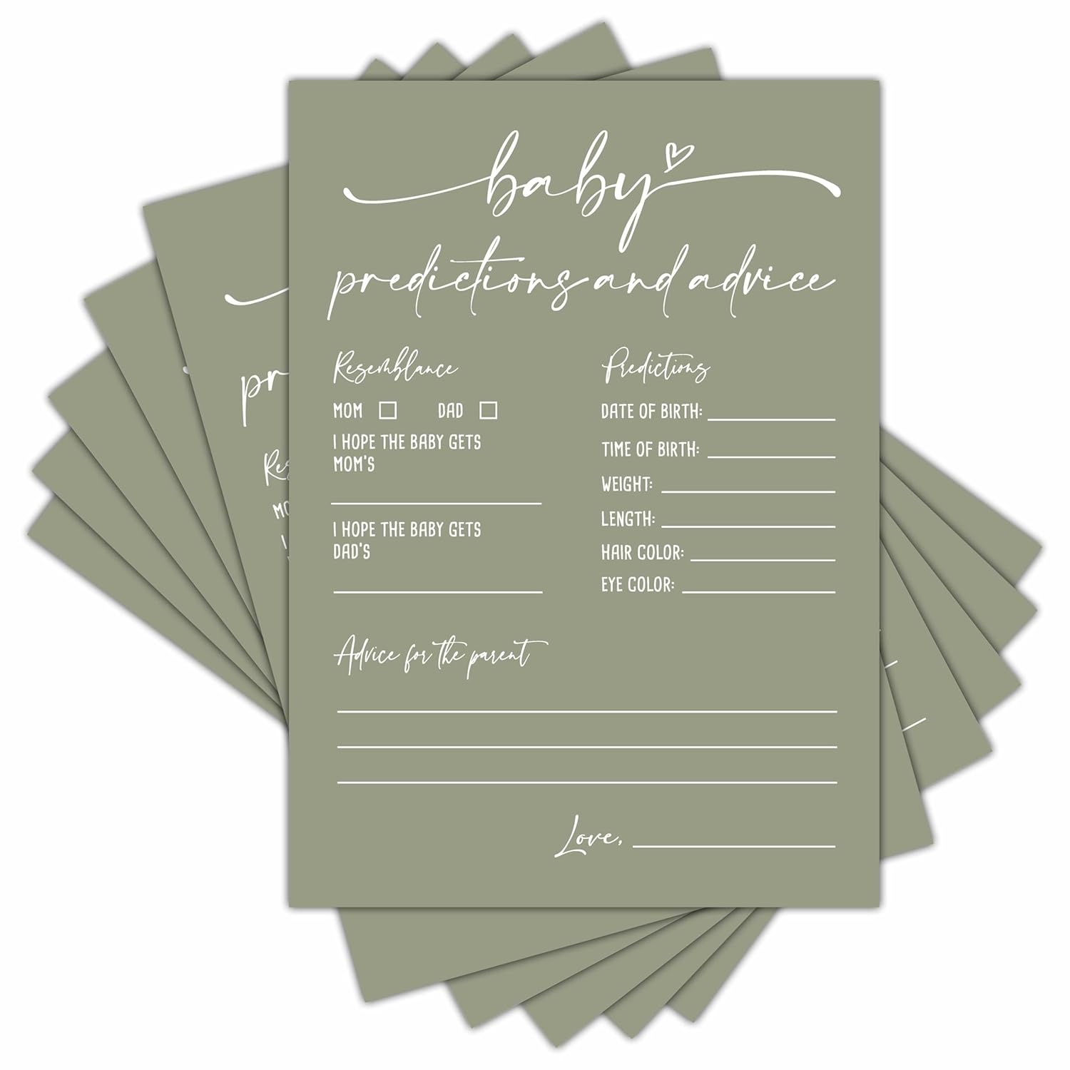 Baby Prediction And Advice Cards, Baby Shower Games Cards, Minimalism Boy Or Girl Baby Gender Reveal Party Favors Decorations And Supplies, 30 Pcs Double-Sided - A09