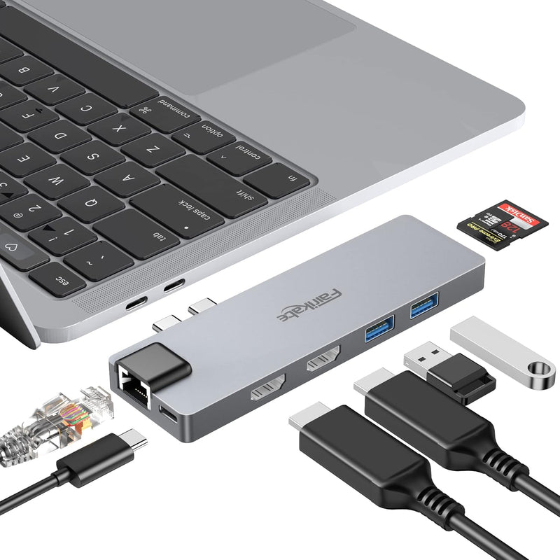 Usb C Hub Multiport Adapter For Macbook Pro 2019/2018/2017, 8 In 1 Usb C To Du