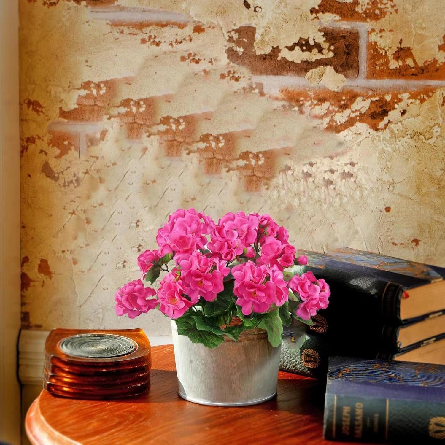 2Pcs Artificial Geraniums For Outdoor Silk Flowers Rose Red Artificial Geranium Bush Faux Flowers Red Geraniums For Floral Home Decor Indoor Garden Patio Grave Cemetary Vase Table Centerpiece…