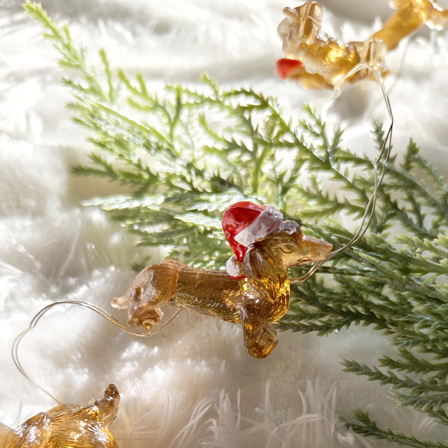 Dachshund Dog String Lights, 10Ft 30 Leds Wiener Dog Battery Operated Fairy Lights With Timer, Pets Theme Decoration For