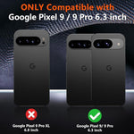 Pixel 9/9 Pro Case, Dual Layer, 10FT Drop Protection, 2 Screen Protectors, Black