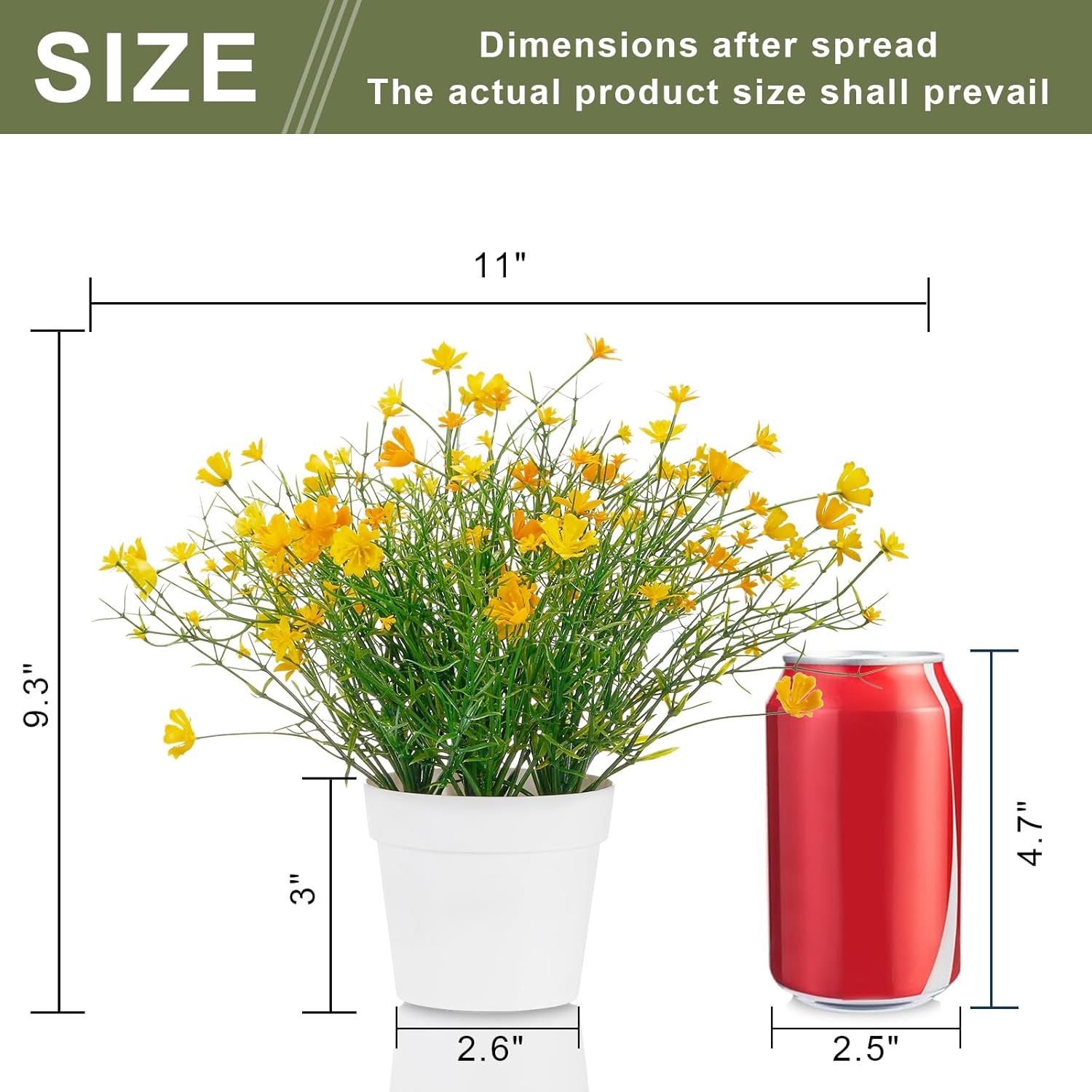 Babys Breath Potted Fake Plants With Flowers Faux Plants Indoor For Home Office Bookshelf Table Farmhouse Room Decor (Yellow)