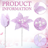 20 Pcs Christmas Pastel Poinsettia Artificial Flowers 6 Inch Candyland Xmas Tree Ornaments Decorations For Christmas New Year Wedding Party Wreath Garland Crafts Decor