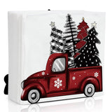 Christmas Napkin Holder For Tables Red Black Truck Metal Cocktail Buffalo Plaid Christmas Tree Napkin Holder Rustic Tissue Paper Dispenser For Winter Xmas Storage Farmhouse Restaurant Kitchen Party